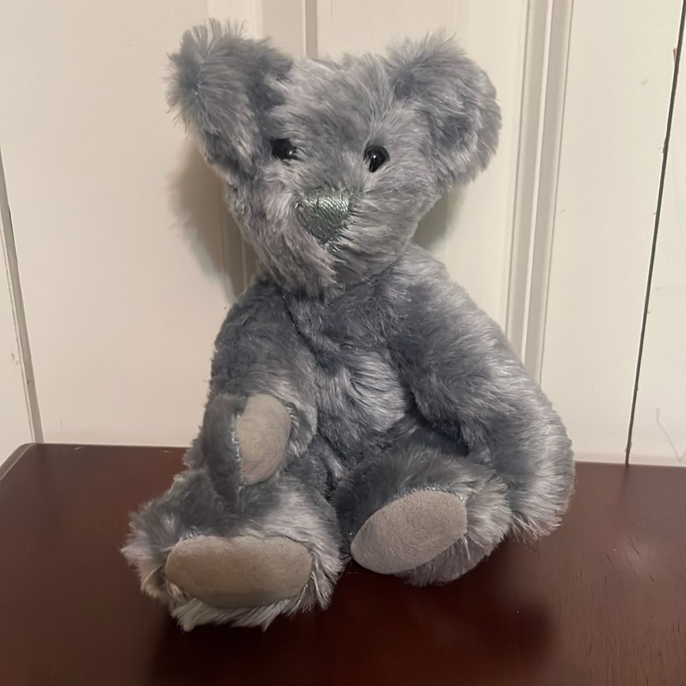 Carol Earle Handmade Jointed Gray Plush Teddy Bear RARE One of a Kind